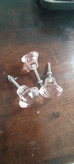3 pink crystal drawer pulls