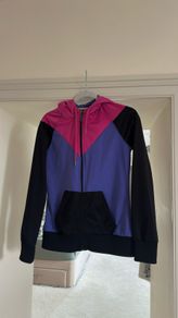 Sublevel Color-Block Zip-Up Hoodie - Pink, Purple & Black