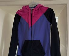 Sublevel Color-Block Zip-Up Hoodie - Pink, Purple & Black