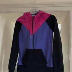 Sublevel Color-Block Zip-Up Hoodie - Pink, Purple & Black