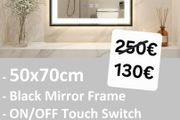 LED Bathroom Mirror Black Frame 50x70cm