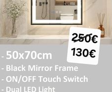 LED Bathroom Mirror 50x70cm Antifog Defogger Black Frame