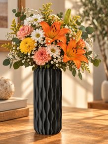 3D Printed Vase, Modern Textured Flower Vase, Minimalist Home Decor