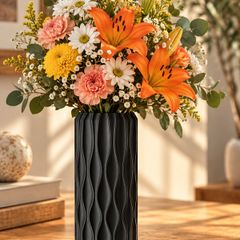 3D Printed Vase, Modern Textured Flower Vase, Minimalist Home Decor