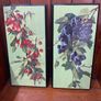 Pair of antique hand painted wooden panels. Image 2