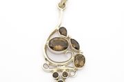 Vintage Large Chunky Smoky Quartz Silver Pendant