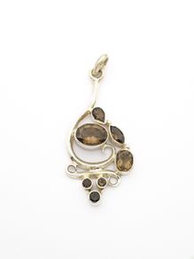 Vintage Large Chunky Smoky Quartz Silver Pendant