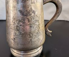 Late Victorian Vintage EPN Tankard 1880 to 1900 Engraved Floral Silver Plate Mug