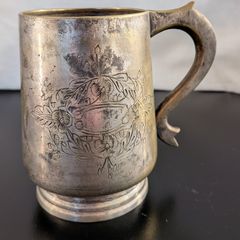 Late Victorian Vintage EPN Tankard 1880 to 1900 Engraved Floral Silver Plate Mug