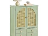 Stylish Entrance Cabinet Shoe Cabinet Storage  SideboardPoly Rattan Design, Adjustable Shelves, and Easy Assembly