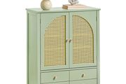 Stylish Entrance Cabinet Shoe Cabinet Storage  SideboardPoly Rattan Design, Adjustable Shelves, and Easy Assembly