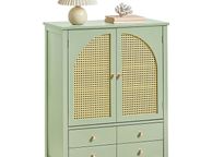 main image for ad Stylish Entrance Cabinet Shoe Cabinet Storage  SideboardPoly Rattan Design, Adjustable Shelves, and Easy Assembly