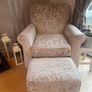 Large Cream Armchair and Footrest Image 2