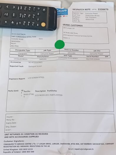 50incnes Samsung tv