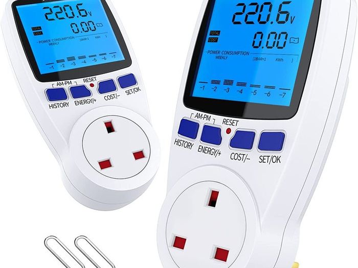 Dual Tariffs Electricity Usage Monitor Power Meter Energy UK Plug with Backlight, Maxcio Upgrade Watt Meter Power Consumption Analyzer, Voltage Amps Wattage KWH Energy Saving Meter Outlet Socket 2P