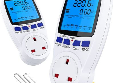 Dual Tariffs Electricity Usage Monitor Power Meter Energy UK Plug with Backlight, Maxcio Upgrade Watt Meter Power Consumption Analyzer, Voltage Amps Wattage KWH Energy Saving Meter Outlet Socket 2P