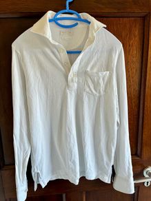 Massimo Dutti long sleeve white polo shirt