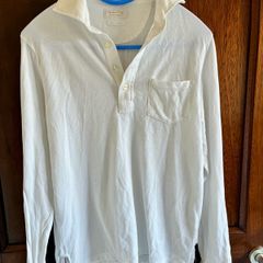 Massimo Dutti long sleeve white polo shirt