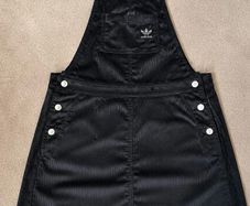 Adidas Originals Black Corduroy Dungaree Dress UK 6 XS
