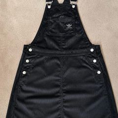 Adidas Originals Black Corduroy Dungaree Dress UK 6 XS
