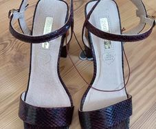 New Penneys Wine Croc Heeled Sandals