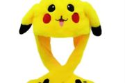 New Pokemon Cute Pikachu Kids Rabbit Hat with Moving Ears Funny Headband Ears Popping Up When Pressing The Paws Cute Plush Bunny Hair Band Decoration Prop