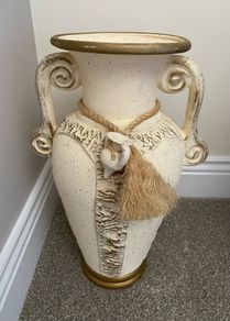 Vintage off white and gold vase with rope detail