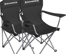 NEW SALE | Set of 2 Folding Camping Chairs, Comfortable, Heavy Duty Structure, Max. Load Capacity 150 kg, with Cup Holder, Outdoor Chair