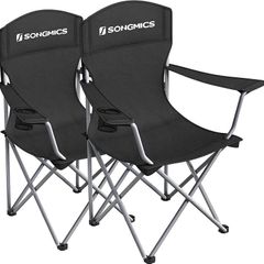 NEW SALE | Set of 2 Folding Camping Chairs, Comfortable, Heavy Duty Structure, Max. Load Capacity 150 kg, with Cup Holder, Outdoor Chair