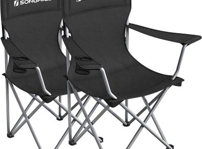 NEW SALE | Set of 2 Folding Camping Chairs, Comfortable, Heavy Duty Structure, Max. Load Capacity 150 kg, with Cup Holder, Outdoor Chair