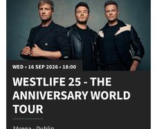 Westlife seated tickets x3 16th Sept