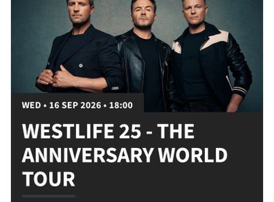 Westlife seated tickets x3 16th Sept