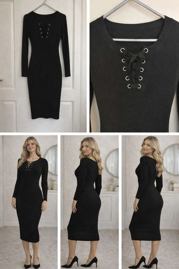 Sexy Black Midi Dress Size M/L