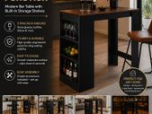 Modern Breakfast Bar Table  Kitchen Dining Table with Storage Shelves