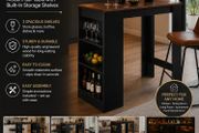 Modern Breakfast Bar Table  Kitchen Dining Table with Storage Shelves