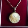 Vintage  Sterling Silver 925 Mother of Pearl Pendant on Chain - Unique Mother of Pearl Pendant length 18" - 15,9g Image 5