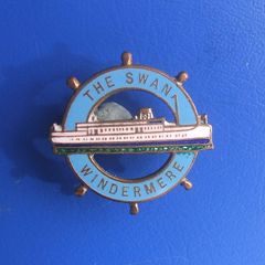 THE SWAN motorised ship (British Railways) - a vintage badge originally sold in aid of St. Christophers Railway Servants Orphanage, Derby (1950s/1960s)