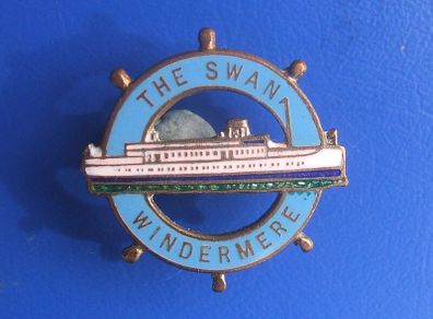 THE SWAN motorised ship (British Railways) - a vintage badge originally sold in aid of St. Christophers Railway Servants Orphanage, Derby (1950s/1960s)
