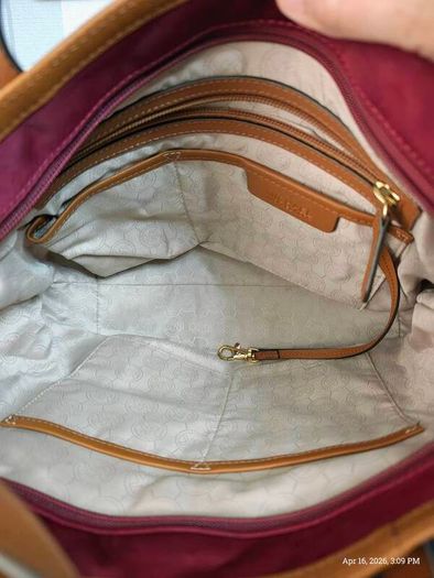Michael Kors Burgundy Nylon & Leather Tote Bag