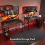 L Shaped Gaming Desk with Power Outlets, 120x70cm Computer Table Small Corner Desk with Large Reversible Storage Shelves, Home Office PC Workstation with Hooks for Writing Study, Black Image 6