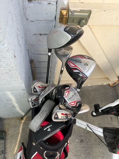 golf clubs and trolley