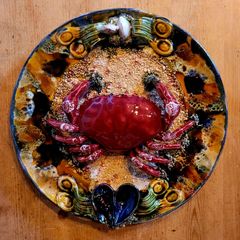 Majolica palissy style crab plate