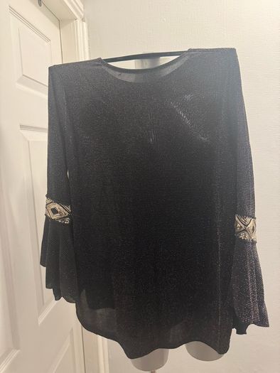 BNWT Black/golden party blouse Made in France size UK16 EU44 Postage included