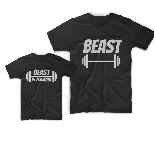 Beast and beast in training matching t-shirts
