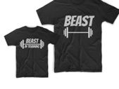 Beast and beast in training matching t-shirts