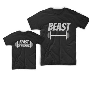 Beast and beast in training matching t-shirts