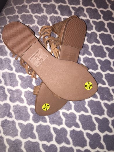 NEW LOOK studded leather fringe flat sandal 6/39
