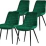 Set of 4 Sage Velvet Dining Chairs with Backrest Black Steel Frame Image 6