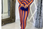 Orange/Blue Dress - M