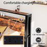 Floating Single Bed Frame with Charging Station and LED Lights, Wood Headboard with Storage Shelves, Heavy Duty Metal Slats, No Box Spring Needed, Noise Free, Easy Assembly, Black Image 5